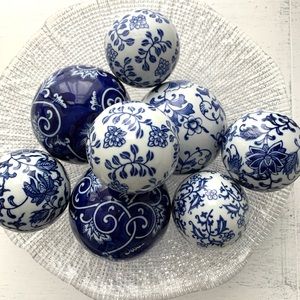 Sold Individually! Blue and White Porcelain Decorative Spheres